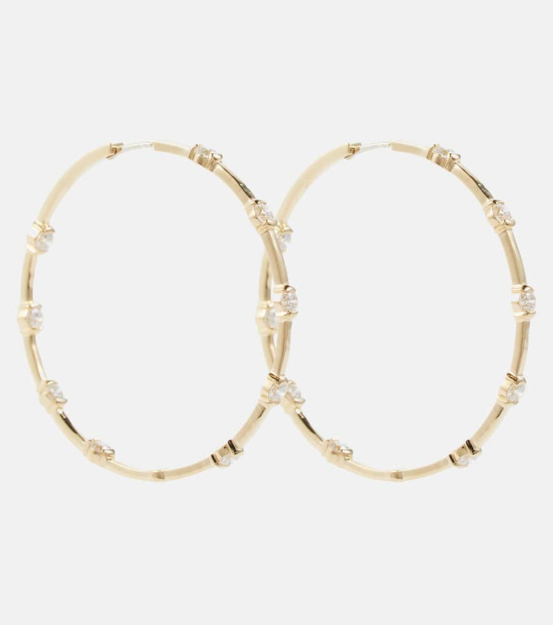 Melissa Kaye Zea 18kt yellow gold hoop earrings with diamonds | LYBSTORE