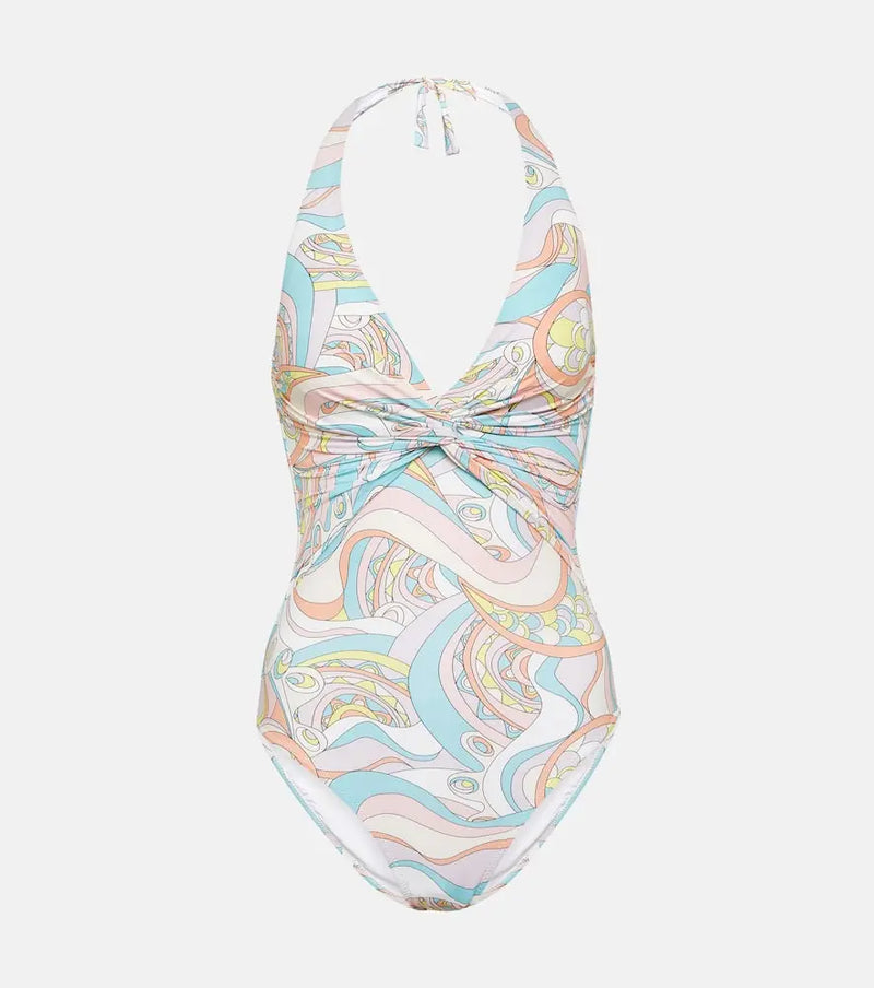 Melissa Odabash Zanzibar printed halterneck swimsuit