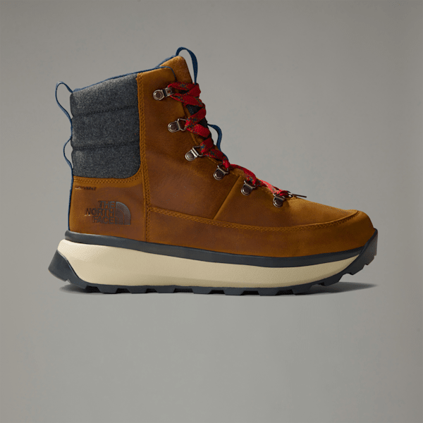 The North Face Bergen Leather Waterproof Snow Boots Timber Tan-tnf Red .