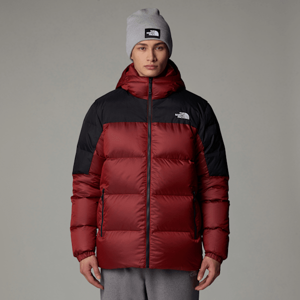 The North Face Diablo Down . Hooded Jacket High Risk Red Black Heather-tnf Black