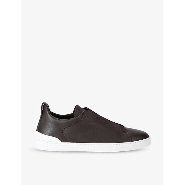 Mens Ermenegildo Zegna Triple Stitch panelled leather low-top trainers | LYBSTORE