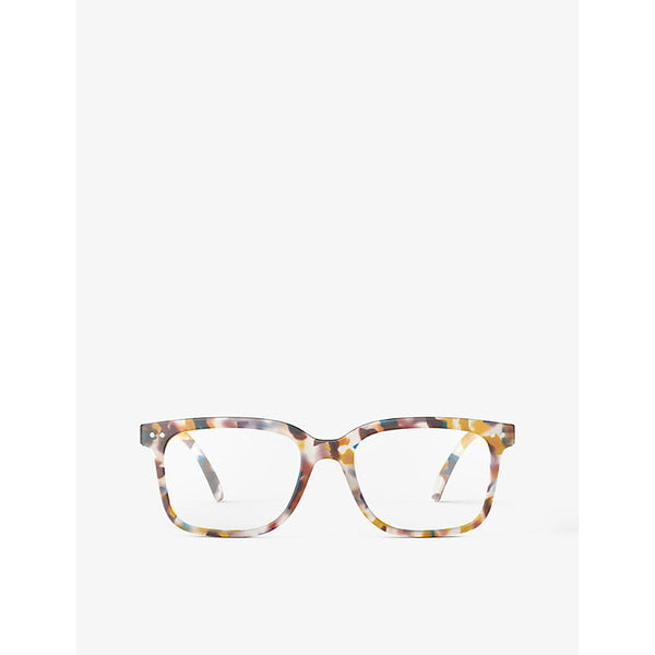 Mens Izipizi #L square-framed blue tortoise reading glasses | LYBSTORE