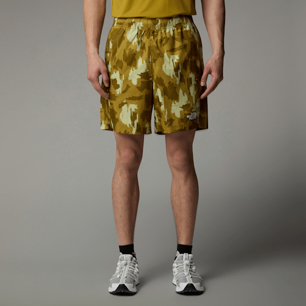 The North Face Men's Mountain Athletics 24/7 7" Printed Shorts Amber Green Painted Mountains Print | LYBSTORE