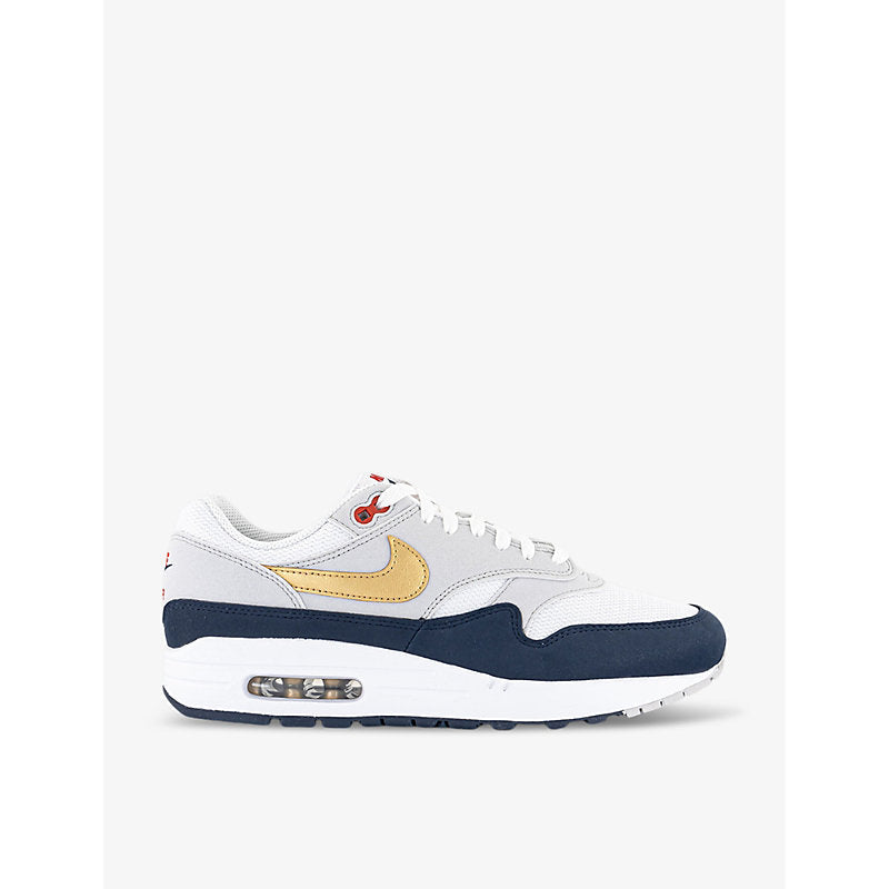 Mens Nike Air Max 1 SC logo-embroidered leather and mesh low-top trainers | LYBSTORE