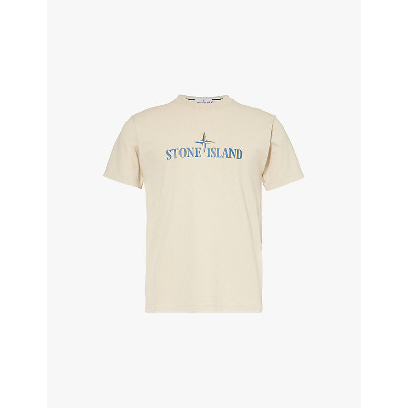 Mens Stone Island Branded-print short-sleeved cotton-jersey T-shirt | LYBSTORE