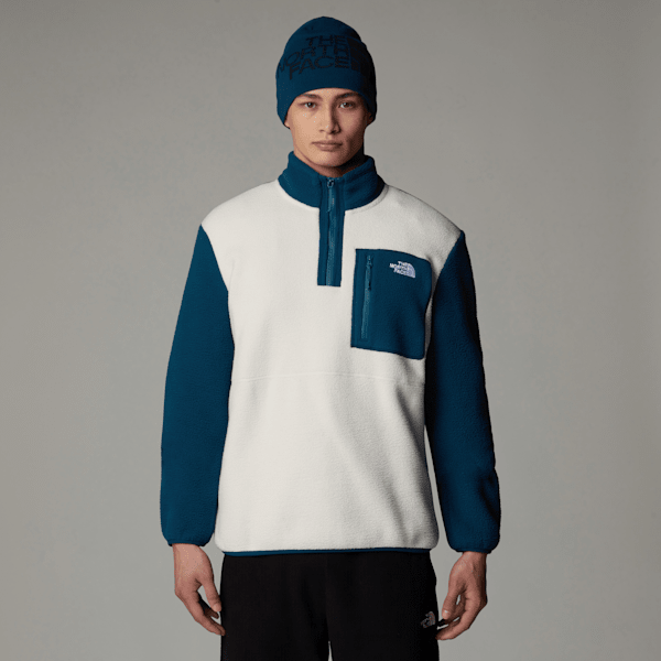 The North Face Men’s Yumiori 1/4 Zip Fleece Jacket White Dune-midnight Petrol-mallard Blue 