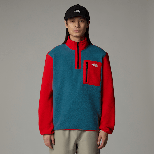 The North Face Men’s Yumiori 1/4 Zip Fleece Jacket Mallard Blue-high Risk Red-tnf Black 