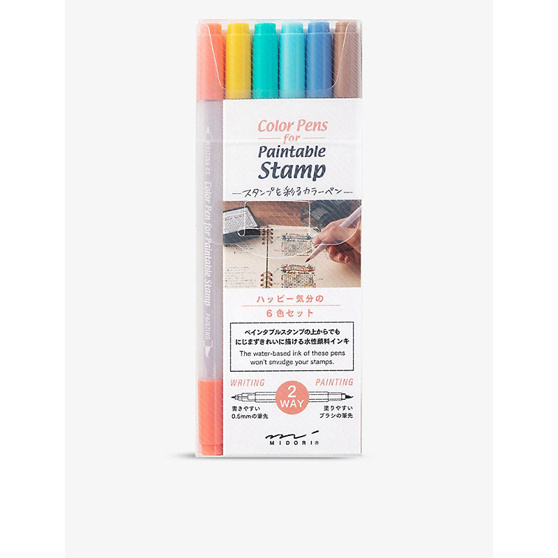 Midori Colour pens for paintable stamp pack of six