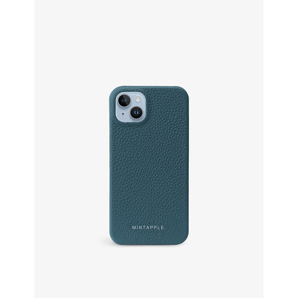 Mintapple Brand-print leather iPhone 15 case | LYBSTORE