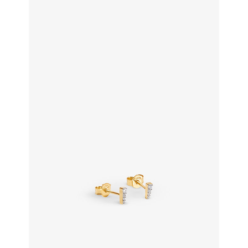 Womens Missoma Celestial 18ct recycled gold-plated vermeil sterling-silver and cubic zirconia stud earrings