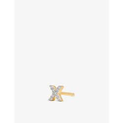 Womens Missoma Initial X 18ct yellow gold-plated vermeil and cubic zirconia stud earrings