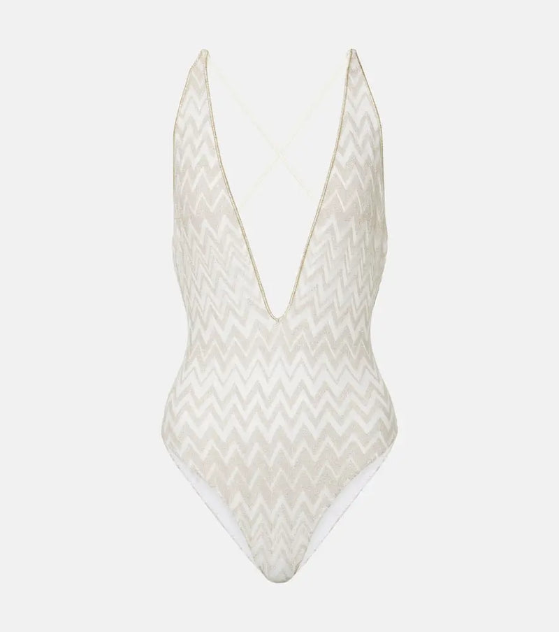 Missoni Chevron lamé swimsuit | LYBSTORE