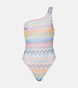 Missoni Chevron one-shoulder swimsuit | LYBSTORE