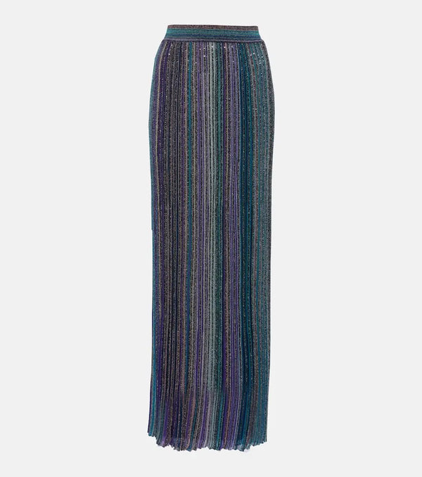 Missoni Striped ribbed-knit lamé maxi skirt | LYBSTORE