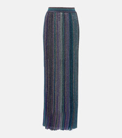 Missoni Striped ribbed-knit lamé maxi skirt