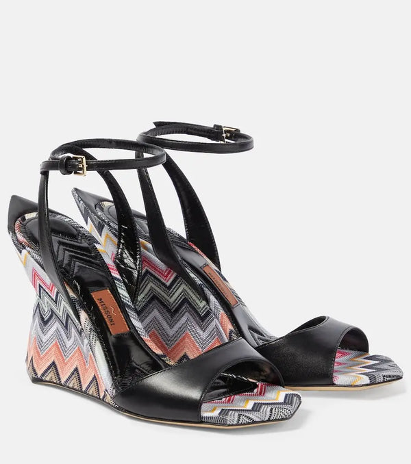 Missoni Zig Zag leather wedge sandals | LYBSTORE