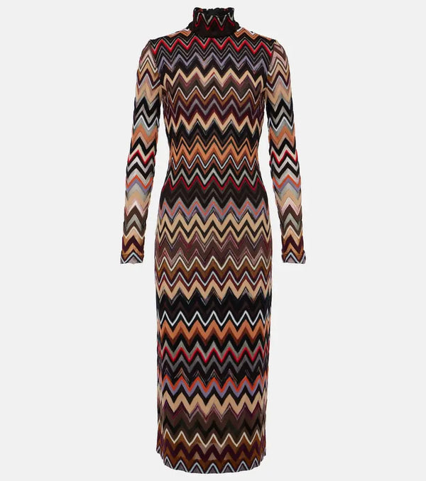 Missoni Zig Zag mockneck wool-blend midi dress