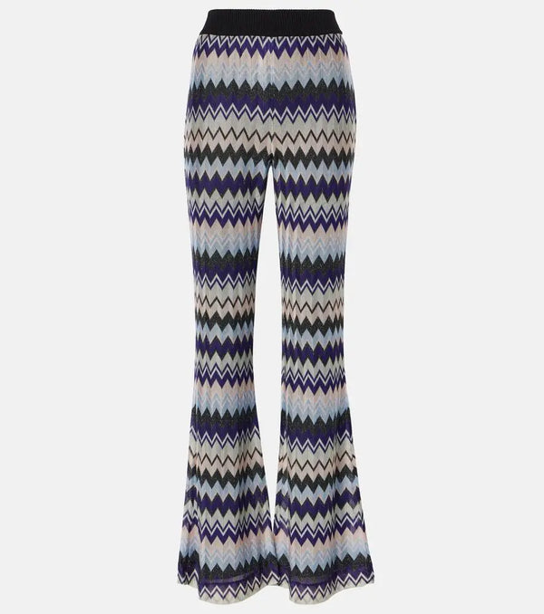 Missoni Zigzag knitted lamé flared pants | LYBSTORE