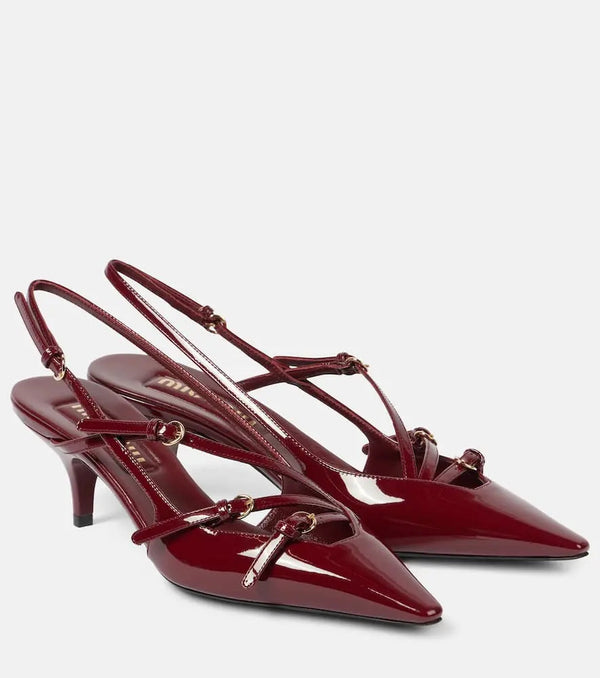 Miu Miu 55 patent leather slingback pumps | LYBSTORE