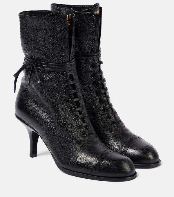 Miu Miu 75 leather lace-up boots