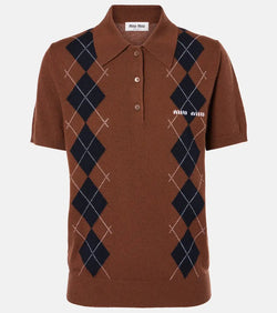 Miu Miu Argyle cashmere polo shirt | LYBSTORE