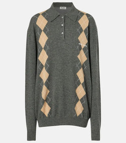 Miu Miu Argyle cashmere sweater | LYBSTORE