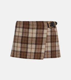 Miu Miu Checked low-rise wool-blend miniskirt | LYBSTORE