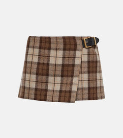 Miu Miu Checked low-rise wool-blend miniskirt