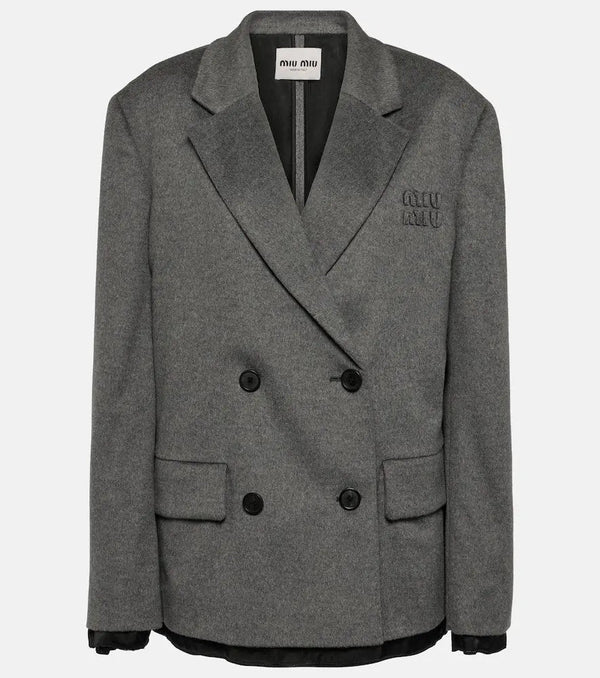 Miu Miu Double-breasted wool and cashmere blazer | LYBSTORE