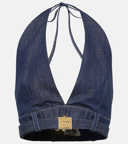 Miu Miu Embellished denim bralette