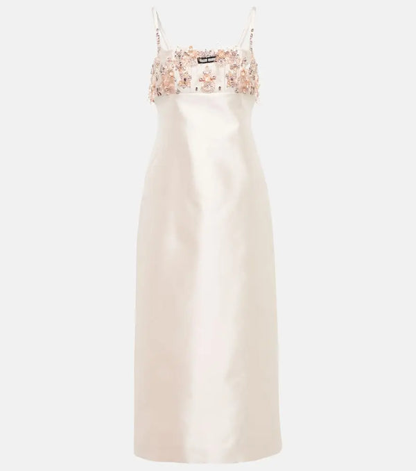 Miu Miu Embellished silk and wool midi dress | LYBSTORE