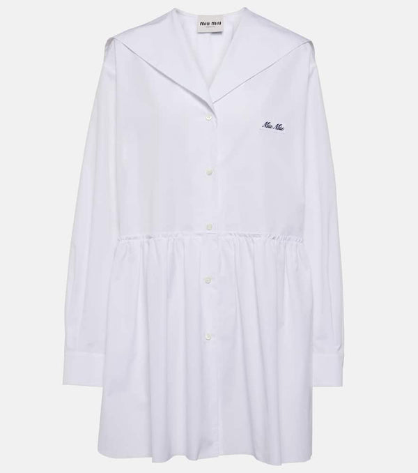 Miu Miu Gathered cotton poplin shirt dress