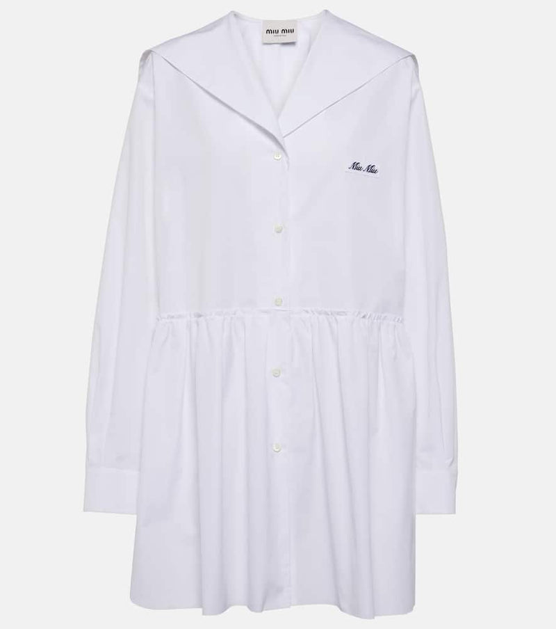 Miu Miu Gathered cotton poplin shirt dress