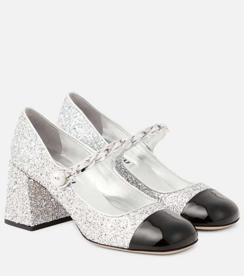 Miu Miu Glitter Mary Jane pumps | LYBSTORE