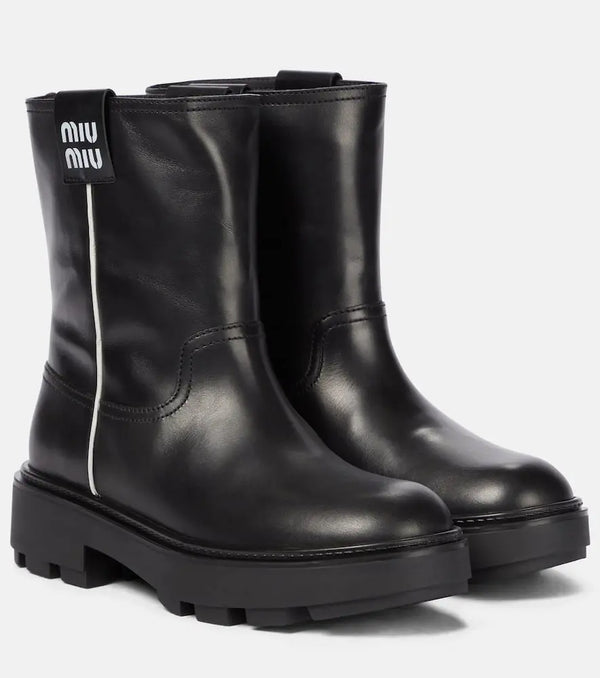 Miu Miu Leather ankle biker boots | LYBSTORE