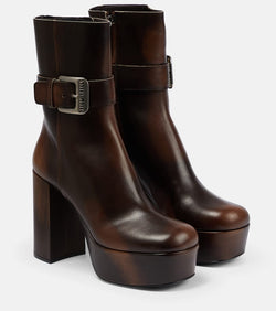 Miu Miu Leather platform ankle boots