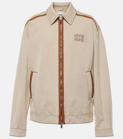 Miu Miu Leather-trimmed jacquard canvas jacket