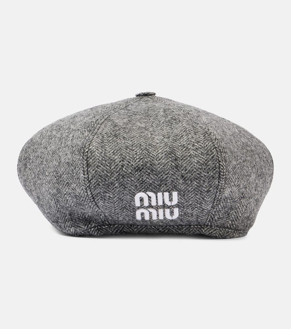 Miu Miu Logo chevron wool beret