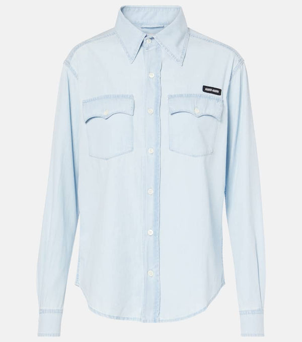 Miu Miu Logo cotton chambray shirt