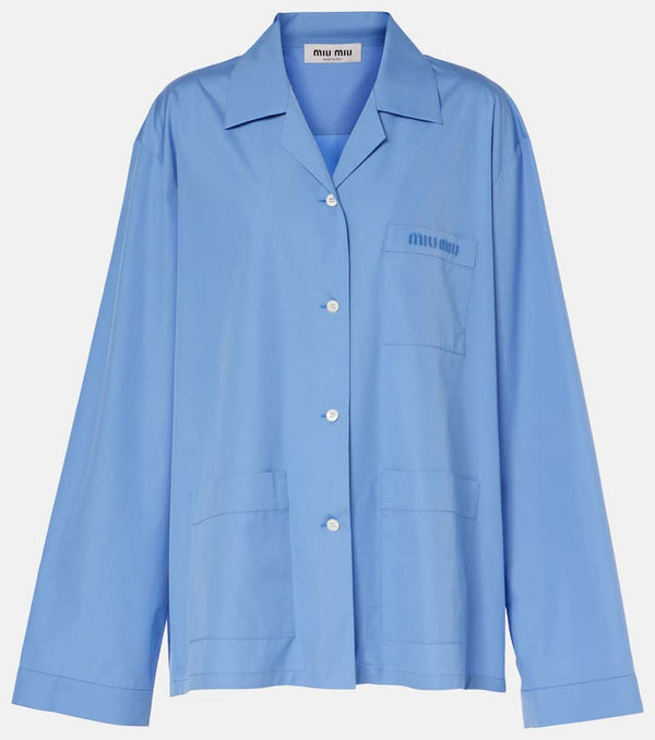 Miu Miu Logo cotton poplin shirt | LYBSTORE