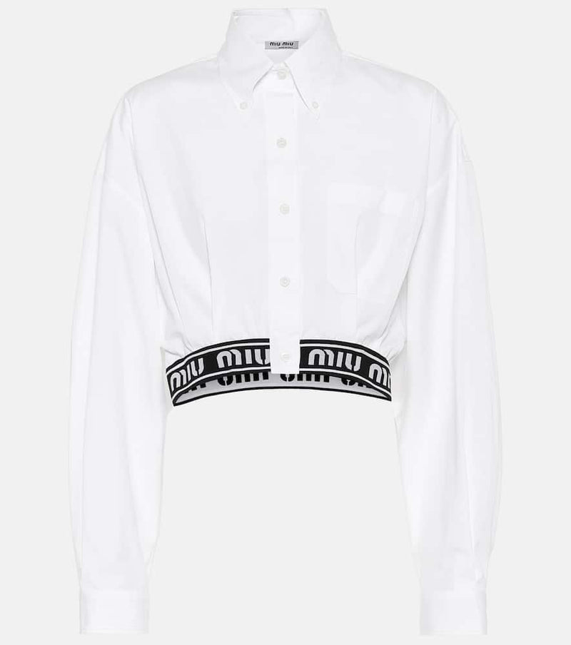 Miu Miu Logo cropped cotton shirt