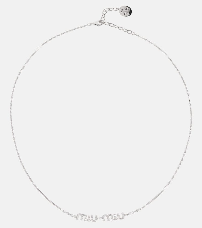 Miu Miu Logo crystal-embellished necklace