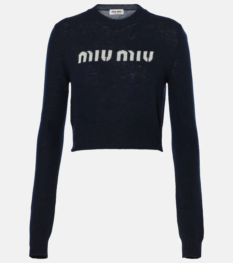 Miu Miu Logo intarsia wool and cashmere sweater | LYBSTORE