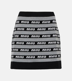 Miu Miu Logo jacquard wool miniskirt | LYBSTORE