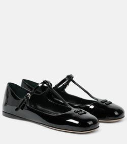 Miu Miu Logo patent leather ballet flats