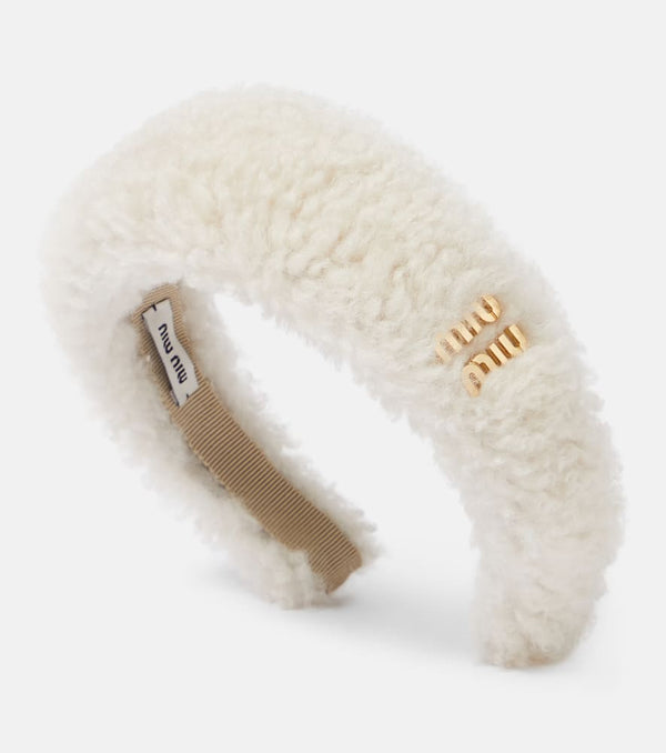 Miu Miu Logo shearling headband