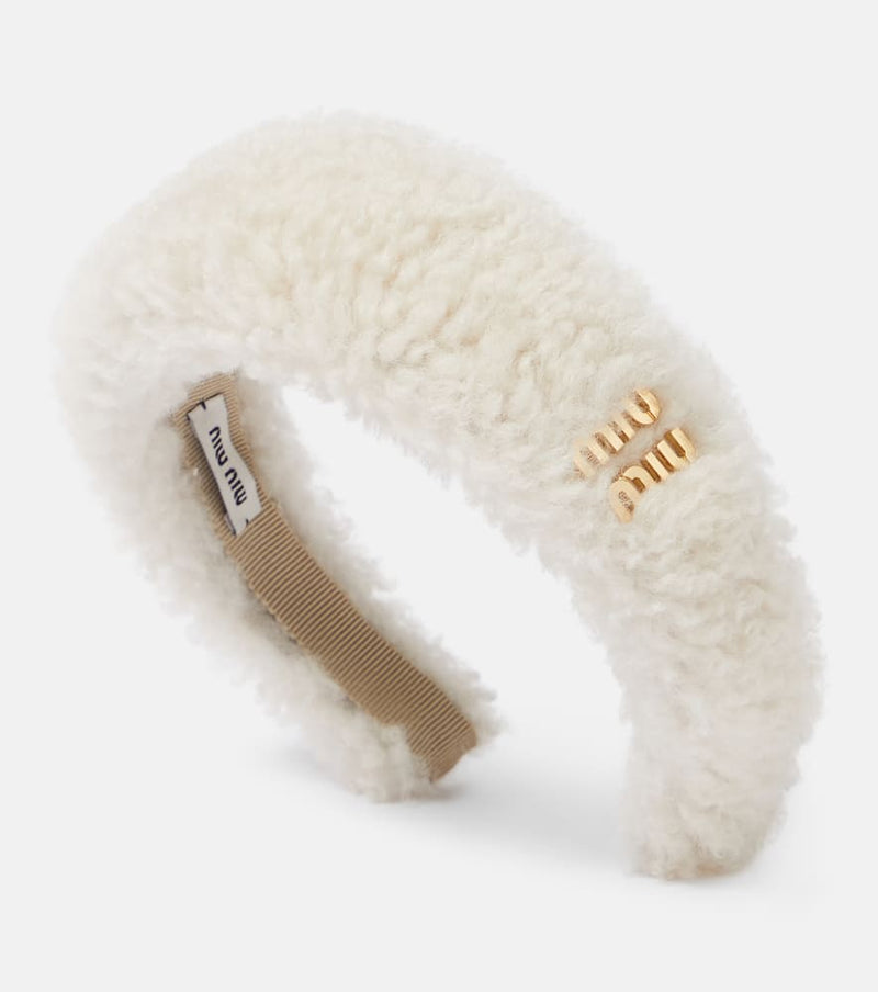 Miu Miu Logo shearling headband