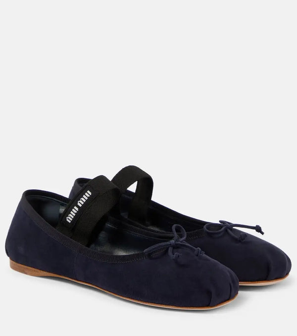 Miu Miu Logo suede ballet flats | LYBSTORE