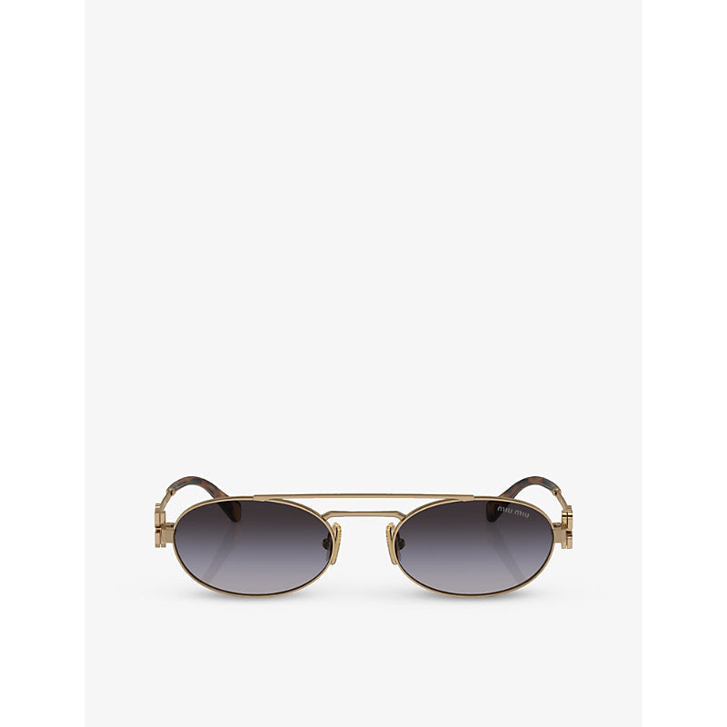 Miu Miu MU 54ZS oval-frame metal sunglasses | LYBSTORE