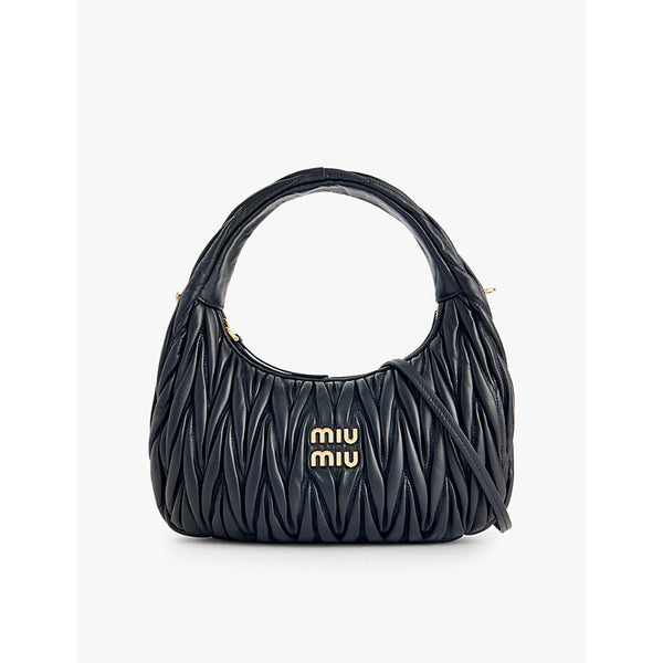 Miu Miu Matelassé logo-plaque leather top-handle bag | LYBSTORE